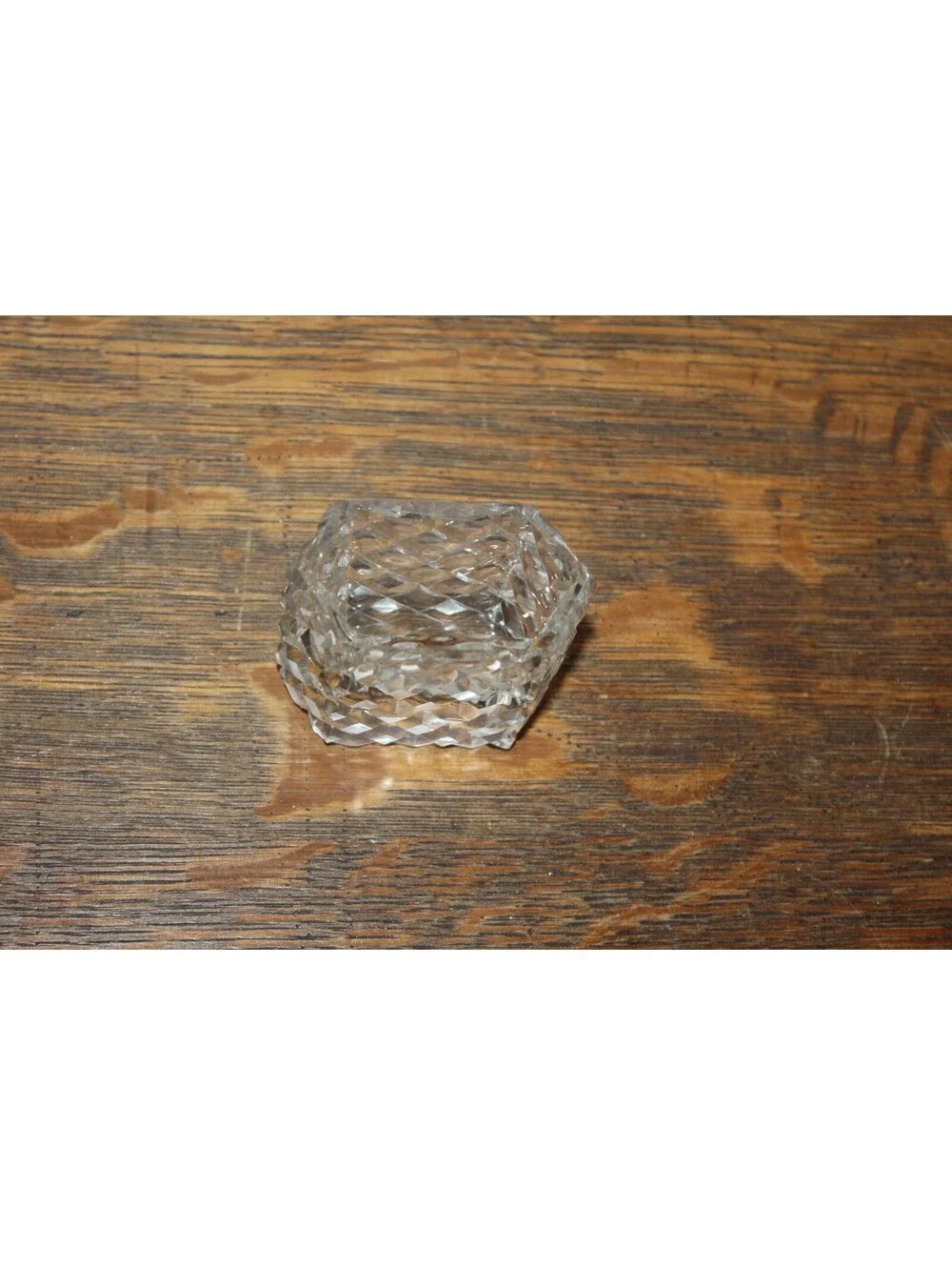 Vintage Cut Crystal Octagonal Toothpick Holder Heavy Glass